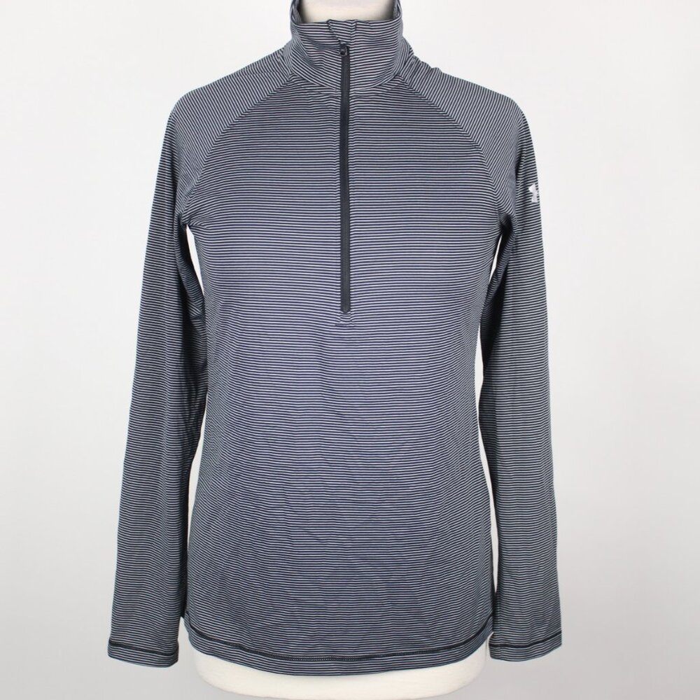 Under Armour Womens XS Striped 1/4 Zip HeatGear Pullover Top - Picture 1 of 4